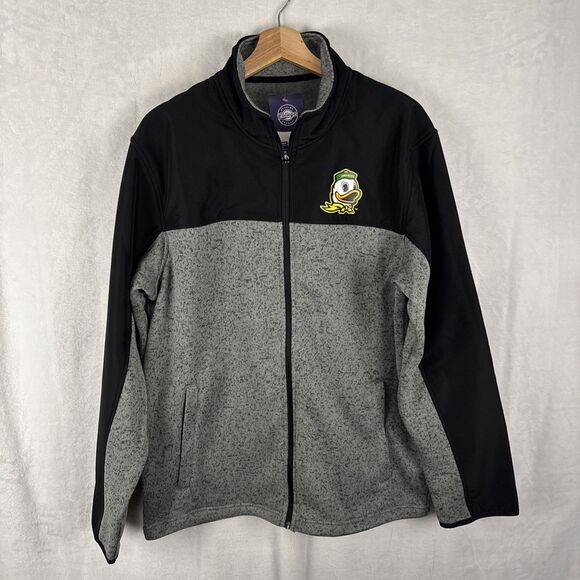 Oregon Ducks Full Zip Fleece Jacket Gray Black Mens Size XL Captivating NWT - Picture 1 of 7